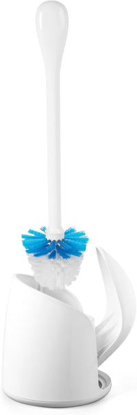OXO Good Grips Compact Toilet Brush & Canister, Toilet Bowl Brush and Holder with Automatic Canister Door