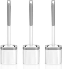 Toilet Brush, 3 Pack Compact Toilet Bowl Brush and Holder Set with Nylon Bristles