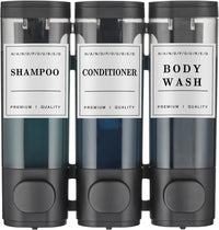 Shampoo and Conditioner Dispenser,Shower Soap Dispenser 3 Chamber No Drill Wall-Mounted Shampoo Dispenser