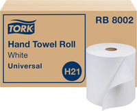 Tork Universal Hand Towel Roll White, Compatible with H21 Dispensers, 100% Recycled Fiber 6 Rolls x 800