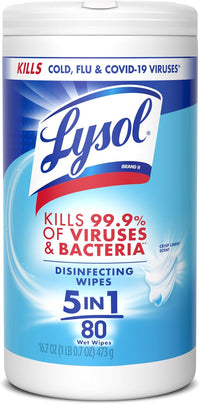 Lysol Disinfecting Wipes, All Purpose Cleaner, Multi Surface Antibacterial Cleaning Wipes, Crisp Linen Scent, 80 Count