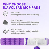 ILAVCLEAN Reusable Mop Pads for SwifferPower Mop Pads Replacement 6 Pack