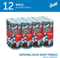 Scott Shop Original Blue Shop Towels 12 Rolls of 55 Sheets, 660 Sheet Total
