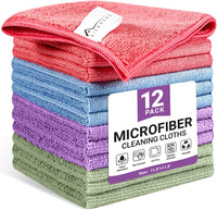 SIFANGKE Microfiber Cleaning Cloth, 12 Pack Assorted Color