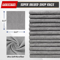 FIXSMITH Shop Towels, Pack of 200, Grey Microfiber Cleaning Cloth Bulk