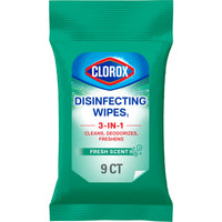 Clorox Disinfecting Cleaning Wipes To Go Pack, Bleach Free, Fresh Scent, 9 Count