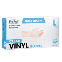 ForPro Disposable Vinyl Gloves, Clear, Industrial  2.75 Mil. Palm, 3.9 Mil. Fingers, Large, 100-Count