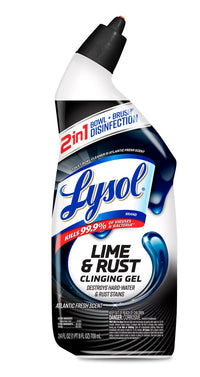 Lysol Toilet Bowl Cleaner Gel, Disinfecting Bathroom Cleaner and Toilet Bowl Stain Remover, Lime and Rust 24 fl oz