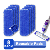 Reusable Power Mop Refill for Power Mop, Multi-Surface & Wood Mopping Pad Refil for Floor Cleaning - Washable Microfiber Pad, 8 Pack