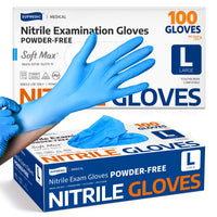Supmedic Nitrile Exam Gloves, 3.5 mil Blue Disposable Medical Glove Powder-Free Latex-Free Food Safe, 100 Pcs (Large)